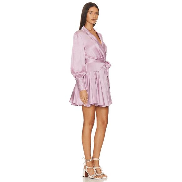NWT Zimmermann Silk Wrap Mini Dress in Musk Size Zimmermann 0 (US4) $595 - Picture 2 of 11